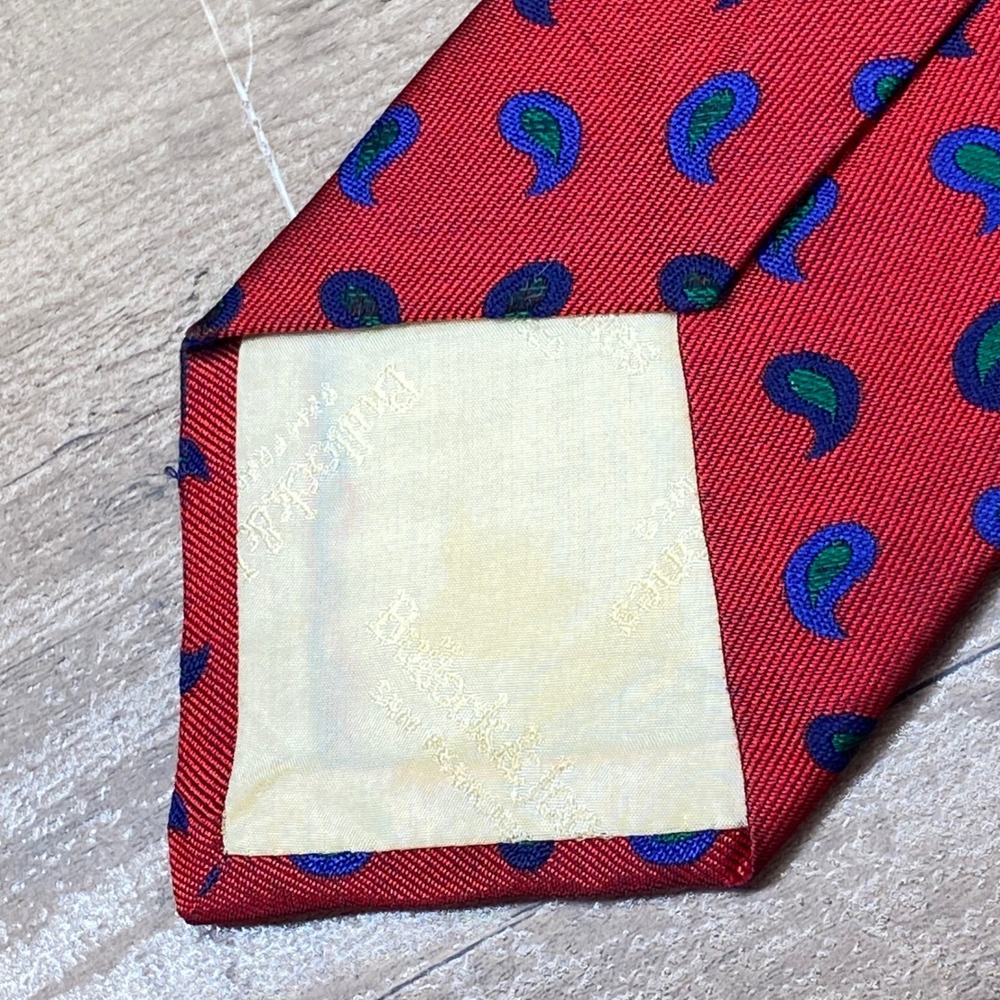 Bullock & Jones Tie Paisley Mens OS Red Silk‎ England Vintage Formal Accessory - Picture 6 of 7